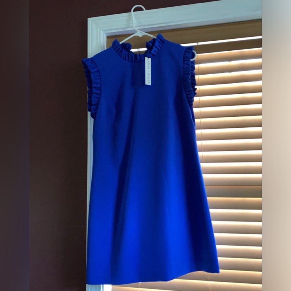 NWT Alice + Olivia - Elsa Ruffle Collar A Line Dress in Ultramarine